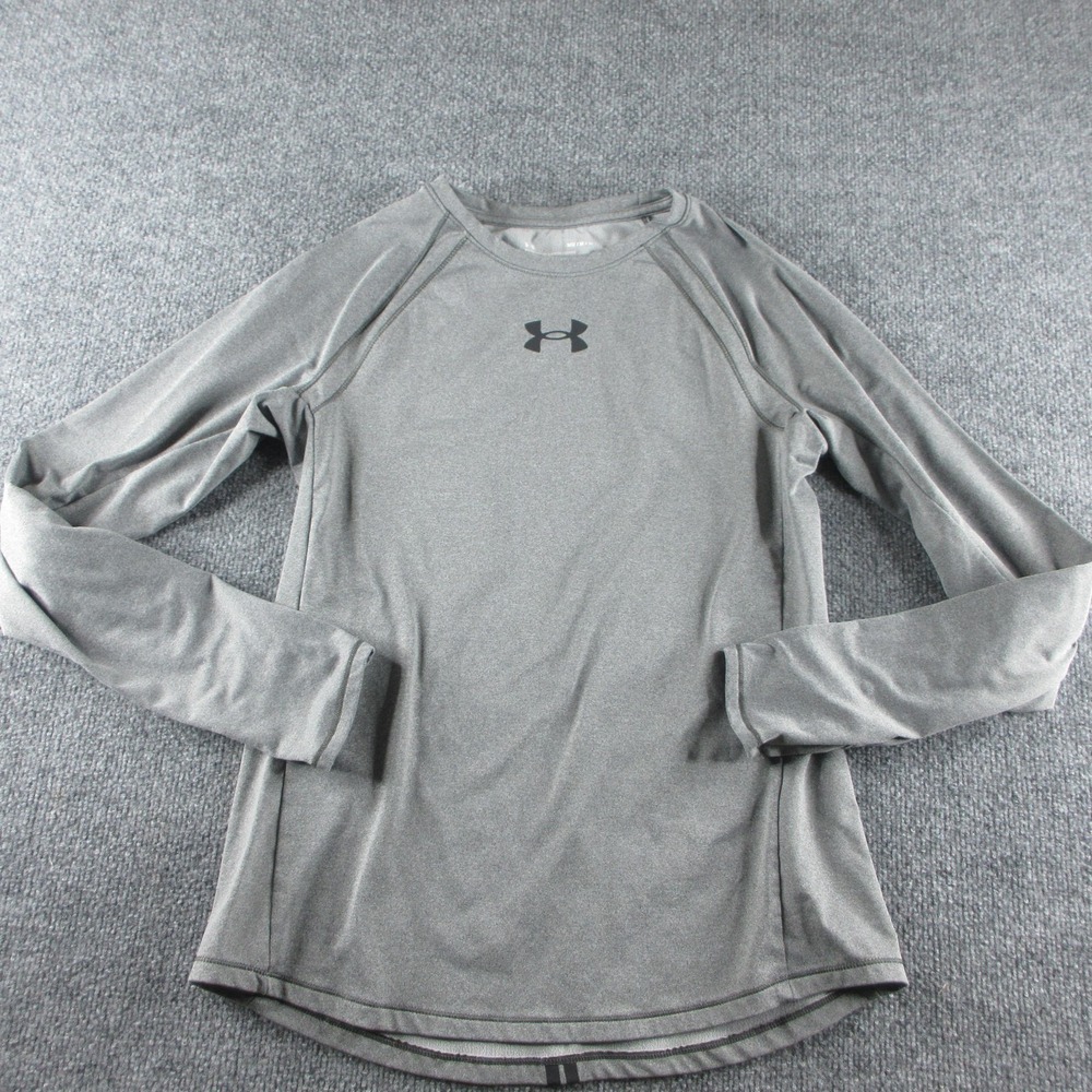 Under Armour ColdGear Shirt Womens M Gray Crew Neck Long Sleeve Running Athletic